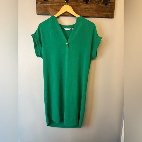 Reitmans Green Tunic Dress with Mandarin Collar and Cap Sleeves size XS - Picture 5 of 14